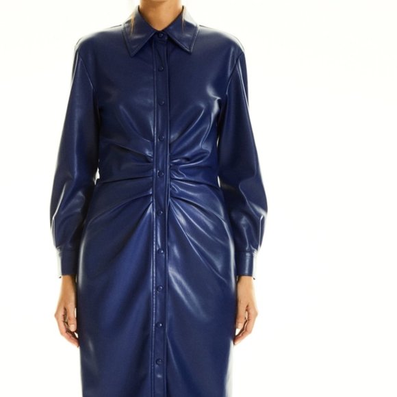 Zara Faux Leather Shirt Dress - Picture 1 of 2